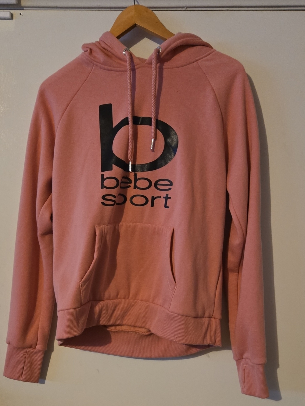 bebe Pink Pullover Hoodie with Black Logo